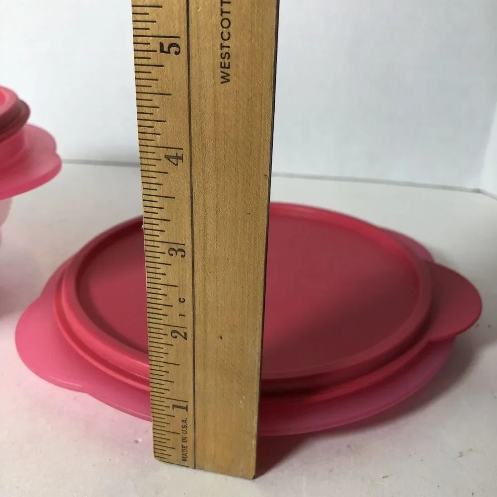 Tupperware Flat Out‎ Containers Collapsible Bowls Lot Set of 2 Pink 700 ml E1